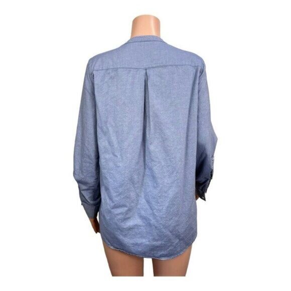 Westbound Women SZ Large 100% Cotton Blue Chambray Knit Button Up Shirt Top - Picture 11 of 12